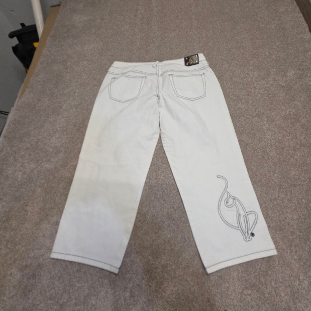 McBling 2000s Y2K Vintage Baby Phat Wide Leg Capri Jeans Women's size 13 White